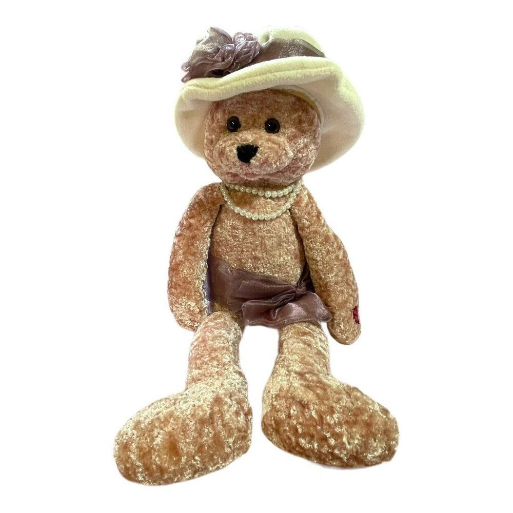 PBC Chantilly Lane Bear ROSE Bear w/ Pearls Necklace Sings Love, As Is READ